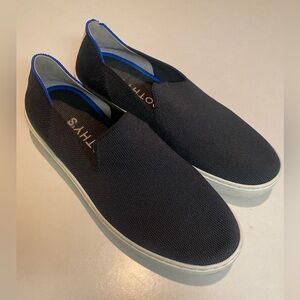 ROTHY’S THE SNEAKER SLIP-ON LOAFERS SHOE CASUAL COMFORT BLACK BLUE WOMENS SZ 8